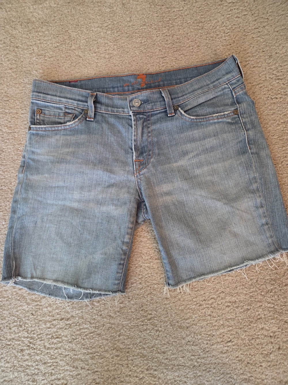 7 For All Mankind Light Blue Denim Jean Shorts